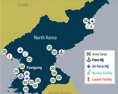 한반도에 사드 배치 공개 권고/사진=미국 전략국제문제연구소의 아시아.태평양 재균형 전략 2025 보고서에 담긴 북한 내부 핵.미사일 배치도