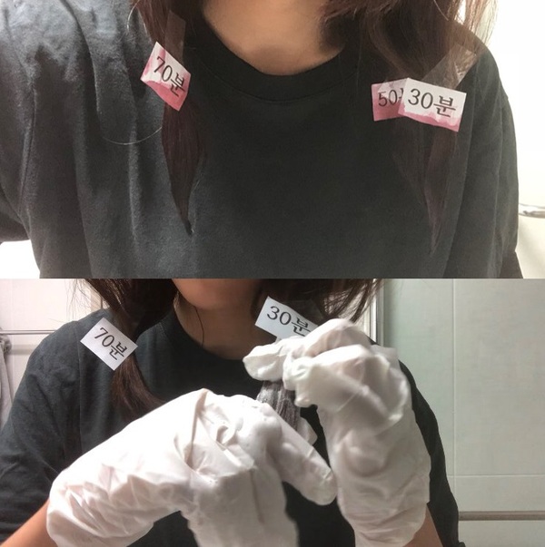 직접 머리에 염색약 바르는 모습/사진=MBN
