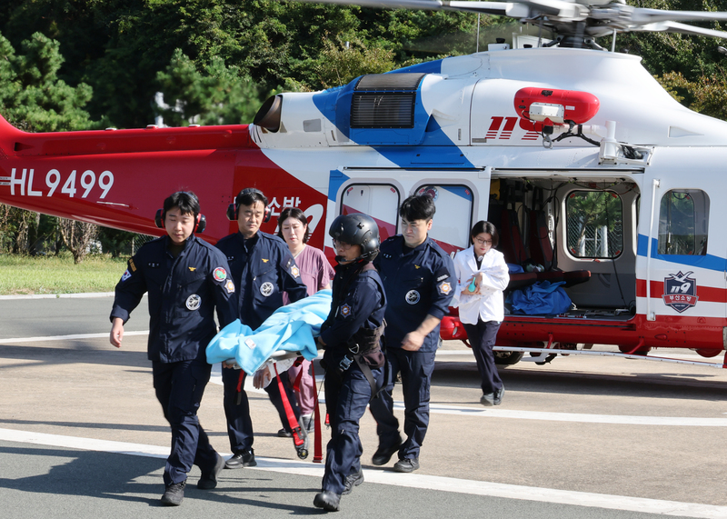분만 임박한 정읍 임신부…190km 날아 창원까지 헬기 응급이송