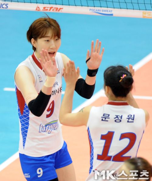 박정아(좌)가 김연경 등 주력이 대거 빠진 VNL 일정에서 활약하고 있다. 정규시즌 당시 모습. 사진=MK스포츠 DB