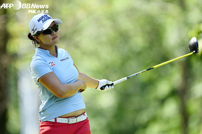 김세영 2018 LPGA 투어 손베리 크릭 클래식 최종라운드 3번 홀 티샷 모습. 사진=AFPBBNews=News1