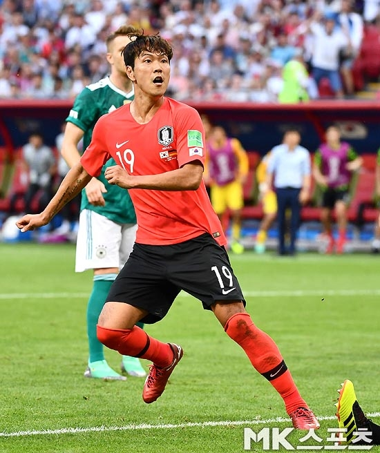 김영권 러시아월드컵 독일전 득점 직후 모습. 사진=옥영화 기자