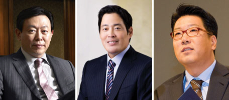 왼쪽부터 신동빈 롯데그룹 회장, 정용진 신세계그룹 부회장, 정지선 현대백화점그룹 회장