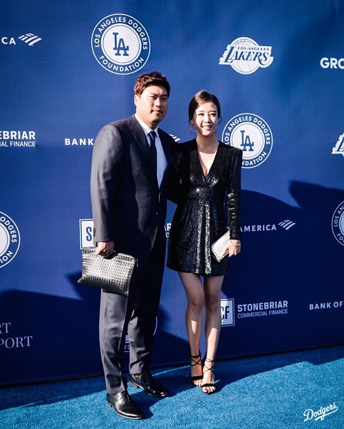 류현진-배지현 부부가 LA다저스 파운데이션이 주최하는 제5회 블루다이아몬드 갈라에 참석했다. 사진=LA다저스 공식 SNS