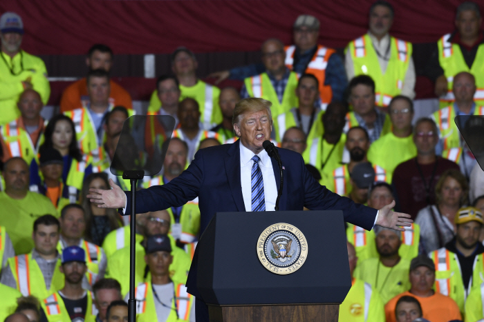 President Donald Trump speaks at Shell's Pennsylvania Petrochemicals Complex on Tuesday, Aug. 13, 20...