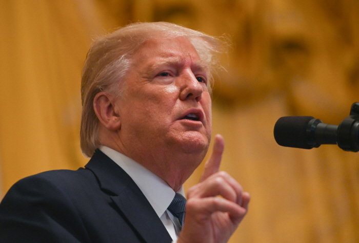 US President Donald Trump speaks during the 2019 Young Black Leadership Summit in the East Room of t...