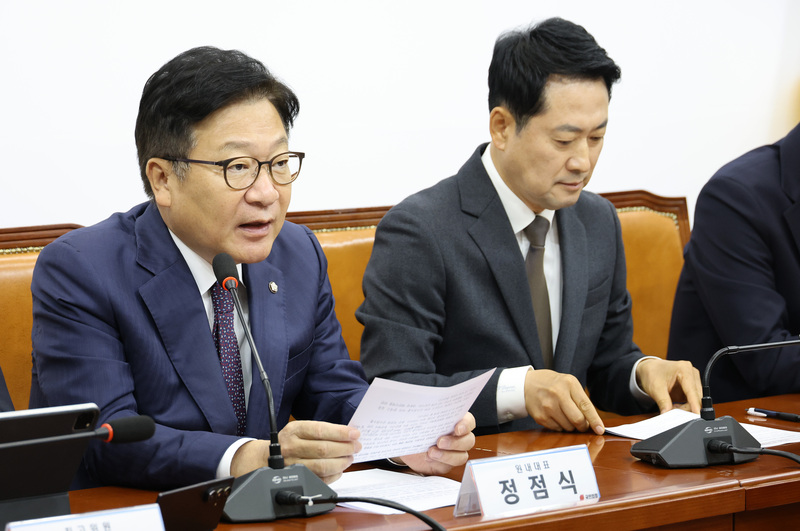 국민의힘 정점식 원내대표가 오늘(26일) 국회에서 열린 최고위원회의에서 발언하고 있다. / 사진=연합뉴스