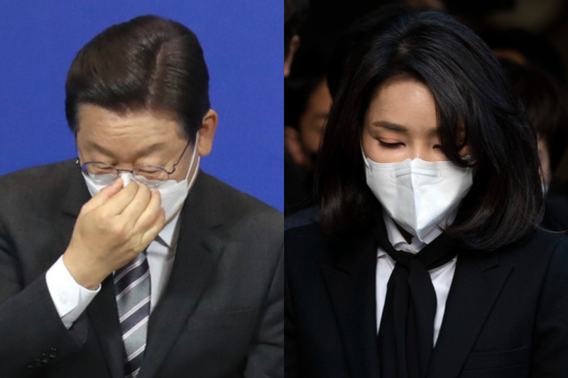(왼쪽부터) 이재명 더불어민주당 대선 후보, 윤석열 국민의힘 대선 후보의 부인 김건희 씨 / 사진=국회사진기자단, 연합뉴스