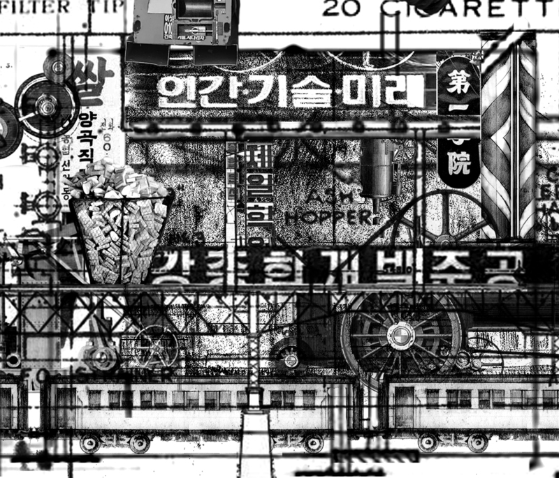 권민호 Kwon Min-Ho, 인간 기술 미래, 21 x 24.5cm, 트레이싱지에 연필, 목탄 터펜타인 와쉬 후 건축용 복사 드라이마운트, 2021