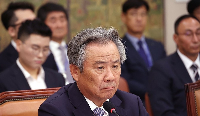 이기흥 대한체육회장이 22일 국회에서 열린 문화체육관광위원회 국정감사에 출석, 의원 질의를 듣고 있다. / 사진=연합뉴스