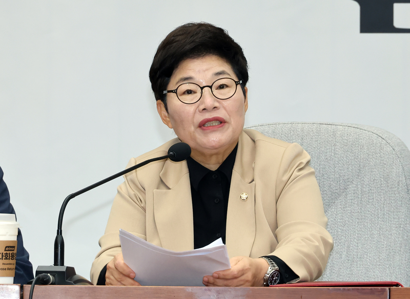 국민의힘 임이자 정책위의장이 오늘(13일) 국회에서 열린 국정감사 대책 회의에서 발언하고 있다. / 사진=연합뉴스