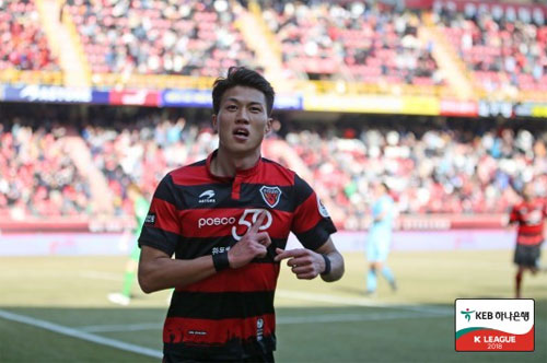 포항-대구전에서 쐐기골을 터뜨린 김승대. 사진=한국프로축구연맹 제공
