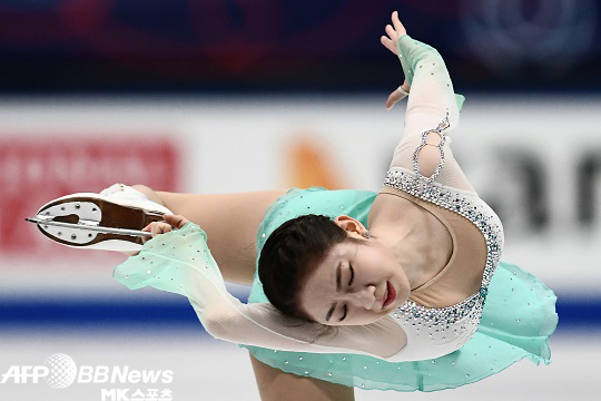 최다빈 2018 여자피겨스케이팅 세계선수권 싱글 쇼트프로그램 연기 모습. 사진=AFPBBNews=News1