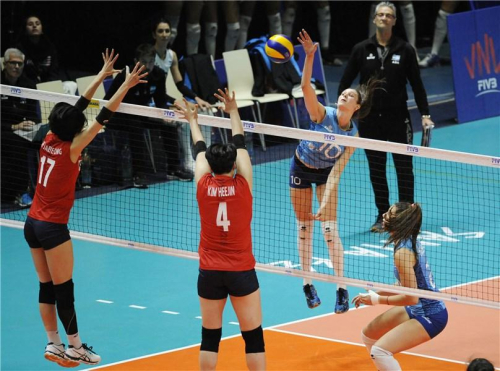 한국 여자배구 대표팀이 VNL 5주차 첫 경기 아르헨티나전에서 0-3으로 패했다. 사진=FIVB 공식 트위터
